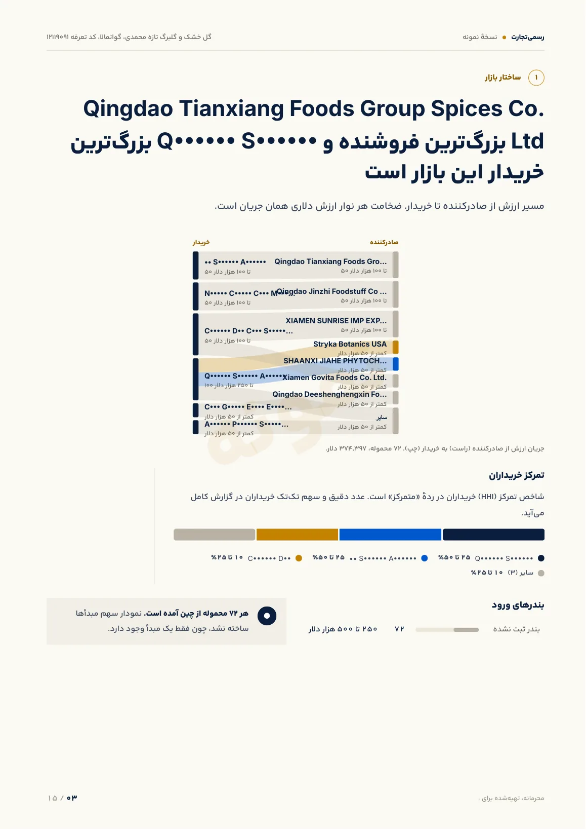 نمونه گزارش، ساختار بازار، صفحهٔ 3