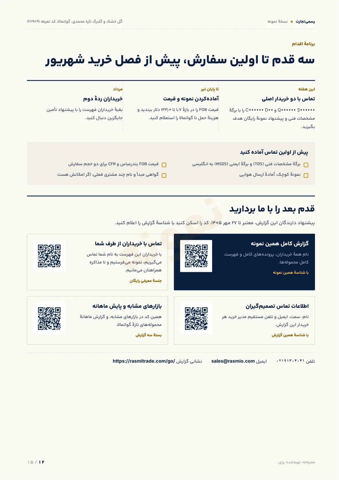 نمونه گزارش، برنامهٔ اقدام، صفحهٔ 12